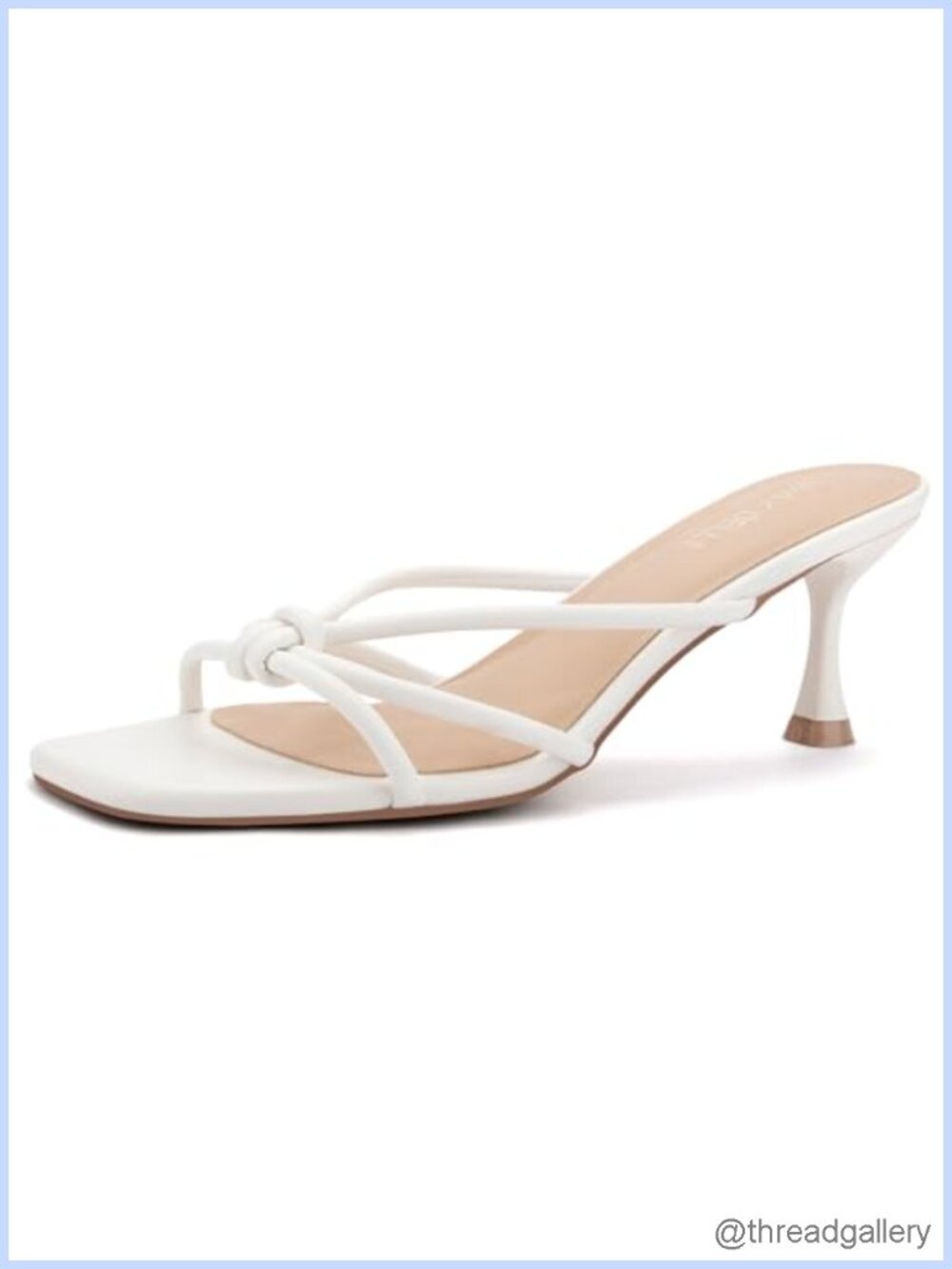 Faux Leather Strappy Kitten Heel Mules Square Toe Slip On Sandals